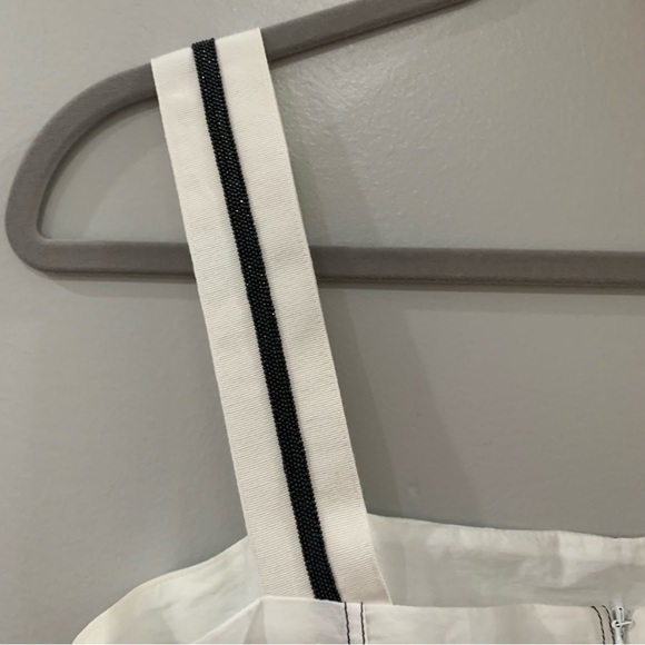 Brunello Cucinelli Dress Sleeveless Ribbon Trimmed Poplin Cotton in White - Picture 13 of 13